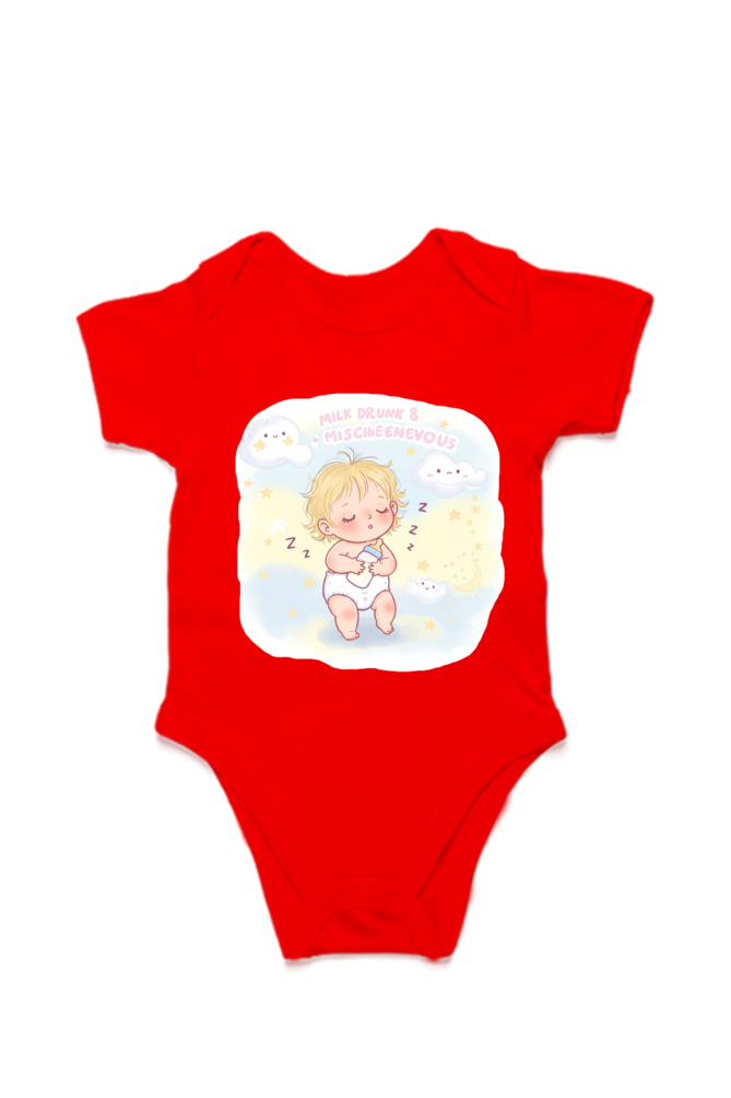 🍼 "Milk Drunk & Mischievous – Adorable Baby Onesie - Image 2