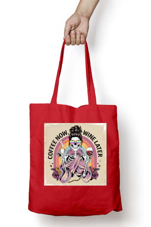 Coffee Now, Wine Later - Skeleton Tote Bag - Image 2