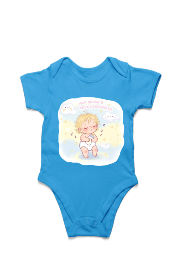 🍼 "Milk Drunk & Mischievous – Adorable Baby Onesie