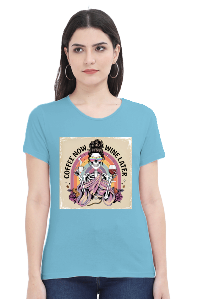 Coffee Now, Wine Later - Skeleton Graphic T-Shirt - Image 2