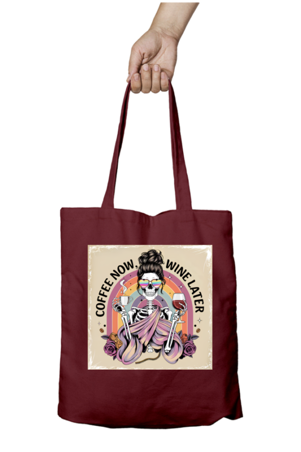 Coffee Now, Wine Later - Skeleton Tote Bag