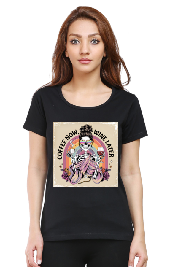 Coffee Now, Wine Later - Skeleton Graphic T-Shirt - Image 10