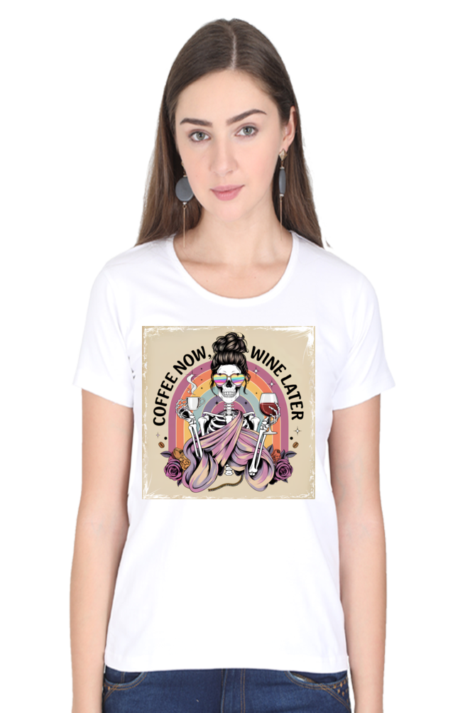 Coffee Now, Wine Later - Skeleton Graphic T-Shirt - Image 11