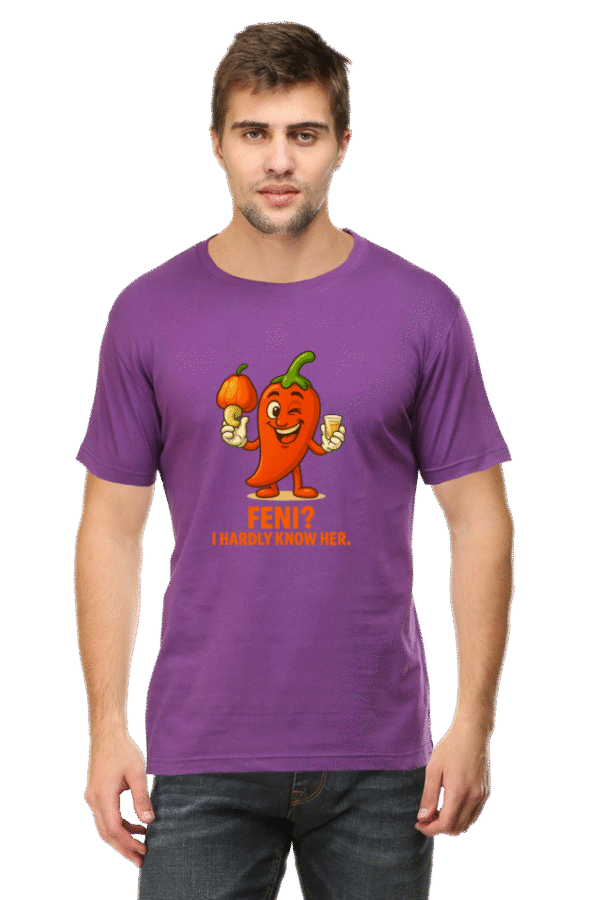 Feni? I Hardly Know Her Pedro T-Shirt | Bombastique Goan Pun Tee - Image 7