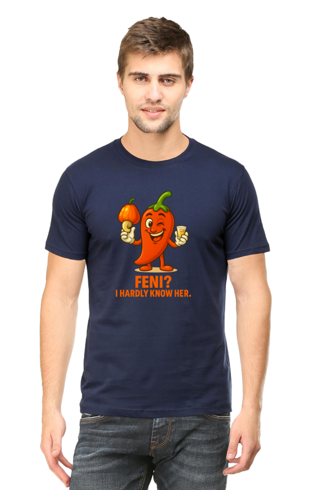 Feni? I Hardly Know Her Pedro T-Shirt | Bombastique Goan Pun Tee - Image 10