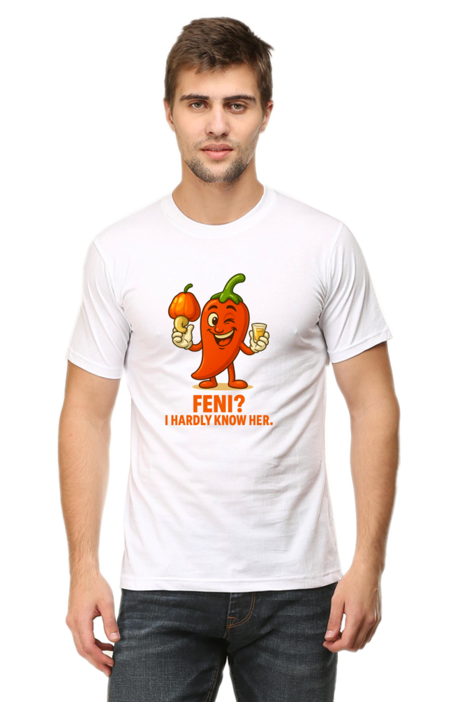 Feni? I Hardly Know Her Pedro T-Shirt | Bombastique Goan Pun Tee - Image 12