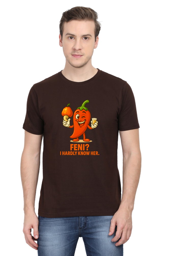 Feni? I Hardly Know Her Pedro T-Shirt | Bombastique Goan Pun Tee - Image 5