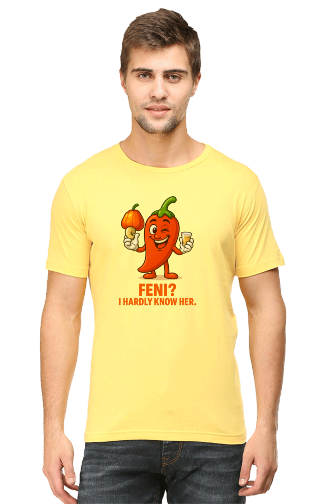 Feni? I Hardly Know Her Pedro T-Shirt | Bombastique Goan Pun Tee - Image 9